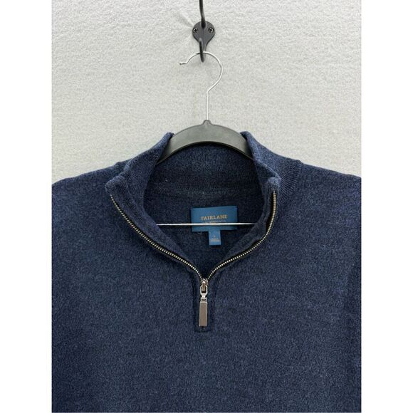 Fairlane Mens Blue Long Sleeve 1/4 Zip Merino Wool Pullover Sweater Size Large - Picture 4 of 8